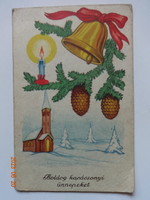 Régi grafikus karácsonyi üdvözlő képeslap (1945)