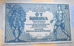 Banknote 5 crowns 1919 Soviet Republic rare t1-2