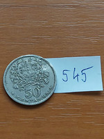 Portugal 50 centavos 1938 nickel-brass, rarer year!! #545