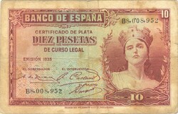 10 Pesetas pesetas 1935 Spain