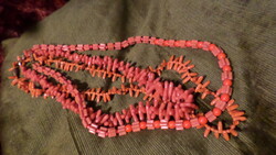 Action ! Necklace made of 3 coral-colored glass beads, together (45-53-54 cm)