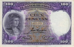 100 Pesetas pesetas 1931 Spain