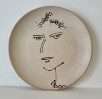 Signed Old Ceramic Wall Plate, Decorative Art Piece - 31 cm