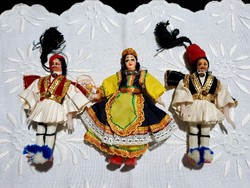 3 retro hard plastic dolls in national costume 11-12 cm