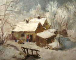 Fantastically beautiful guaranteed original Gyula from Maros / 1915-2003 / picture: winter idyll