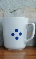 Zsolnay mug with blue dots and shield seal,