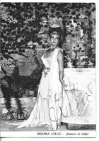 Biserka Cvejic világhírű horvát operaénekesnő autográf, sajátkezű, dedikált aláírása fotólapon.