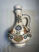 For sale, marked Ulmer, beautiful hand-painted, vintage ceramic brandy jug 0.7l