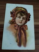 Antik képeslap,kislány, 1911-év körüli