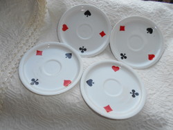 4 rare Zsolnay French card pattern porcelain coffee saucers 14 cm