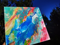 MEDITERRÁN NYÁR, FLUID ART, 30x30 cm