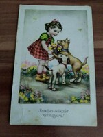 Régi képeslap, Húsvéti üdvözlet, 1950-ből