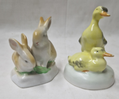 Ravenclaw rabbits and Aquincum ducks porcelain figurines are sold together in perfect condition