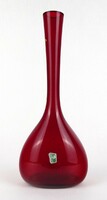 1Q777 Arthur Percy Gullaskruf ruby colored Scandinavian glass vase 24.5 Cm