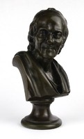 1P676 Jean-Antoine Houdon : Voltaire bronz büszt 28 cm