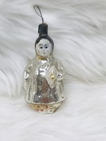 Retro glass Christmas tree decoration, girl with doll