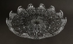 1Q891 Gyönyörű vintage üveg asztalközép kínáló tál tortás tál 32.5 cm