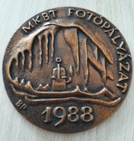The Hungarian Karst and Cave Research Society (abbreviated mkbt) photo competition bronze commemorative medal 1988
