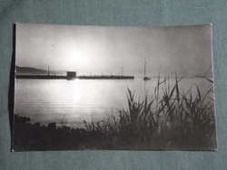 Képeslap, Balaton part, móló,kikötő,naplemente látkép