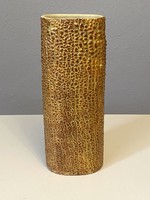 Retro ceramic vase with orange shrink glaze marked, 28 cm