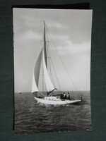 Postcard, Balaton skyline, sailing ship