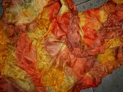 Real silk shawl batik - beautiful warm colors 104 cm x 96 cm