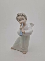 Lladro flute-playing angel, Spanish porcelain 16cm