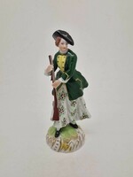 German Dresden porcelain figure hunting lady 15cm