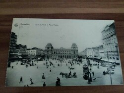 Antik képeslap, Brüsszel, Világkiállítási bélyegzés, 1910-ből