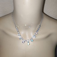 Iridescent steel crystal necklaces with tangles at both ends 41cm