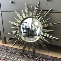 Régi fém naptükör üveg convex (domború) tükörrel