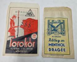 Advertising packaging for Békéscsaba throat guard and menthol dragee for Béla Réthy's medical candy factory