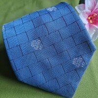 ESKÜVŐ NYK65 - KÉK kockás - selyem nyakkendő