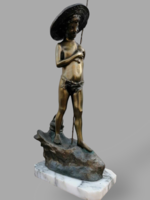 Kalapos kisfiú réz szobor - 38 cm