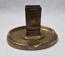 Antique copper ashtray with match holder with inscription Hacker et al. 404 g. 9.5 cm.