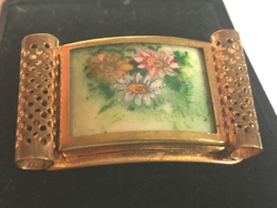 Pin_painted by hand - covered with plexiglass - fire gilded, in a metal frame - special!