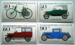 Bb660-3 / Germany - Berlin 1982 youth : vintage motorcycle and cars stamp set postal clerk