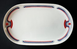 Alföldi Art deco kis kínáló piros kék szürke ovális tál