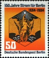 Bb720 / Germany - Berlin 1984 100 years of electricity supply in Berlin stamp postal clerk