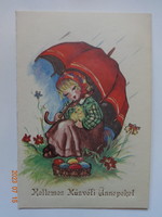 Old graphic Easter greeting card - can be opened, post clean