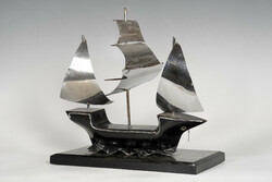 Art deco sailing model - a combination of wood and chromed metal