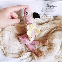 Flora, the cheerful crocheted flamingo