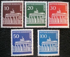 Bb286-90 / Germany - Berlin 1966 Brandenburg Gate stamp series postal clerk