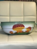 Enameled bowl from Budafoki with a mushroom pattern