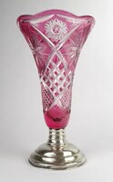 1P947 silver base polished pink crystal goblet 24.5 Cm