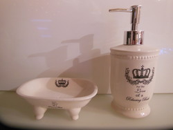 Bathroom set - new - 2 pcs - porcelain - toothbrush holder - 19 x 8 cm - German