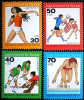 Bb517-20 / germany - berlin 1976 youth : welfare, sports stamp set postal clerk