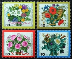 Bb473-6 / Germany - berlin 1974 bouquets of flowers stamp set postal clean