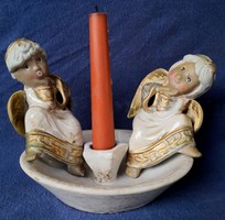 Dt/371 – painted glazed Christmas candle holder with figural decoration