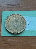 Netherlands Antilles 1 Gulden 1990 steel with bronze coating, Queen Beatrix #k
